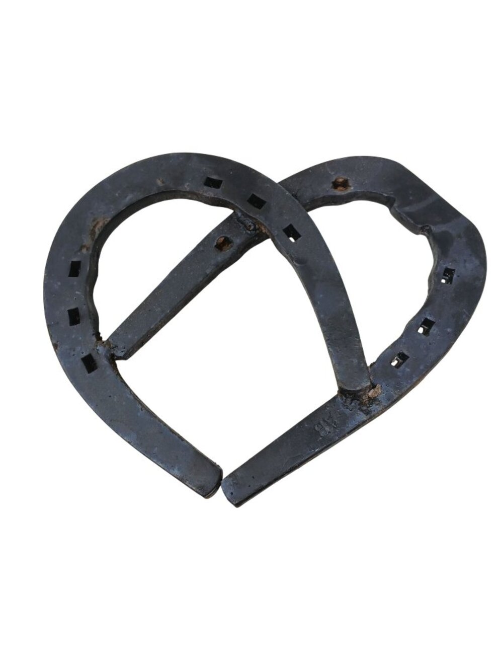 Rustic Horseshoe Heart Black Metal Wall Art Handcrafted Farmhouse Marked AB #i11